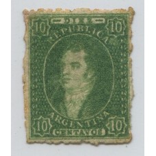 ARGENTINA 1864 GJ 23 RIVADAVIA ESTAMPILLA DE 10 Cts. NUEVA CON GOMA U$ 240